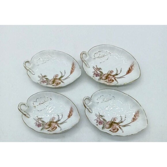 Vintage Austria Marx Gutherz Carlsbad Four 4.5" Leaf Shaped Bone/Trinket Dishes - Picture 1 of 7